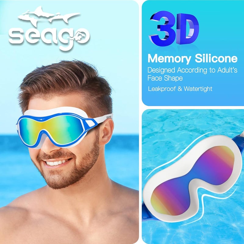 Seago Swim Goggles No Leaking Anti-Fog Pool Goggles Swimming Goggles for Adult Men Women Youth, UV Protection 180° Clear Vision - Image 3